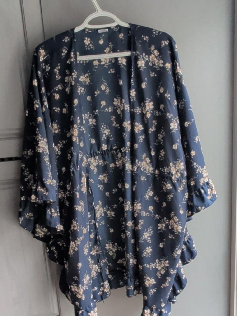 navy floral kimono
